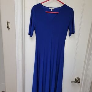 Chaus New York Maxi Blue V-Neck Dress